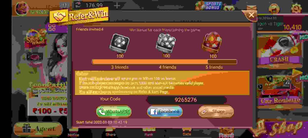 How to Work Share Option in Lucky Casino APK?